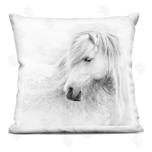 stupell industries PHBurchett | Gazing White Toned Horse Printed Throw Pillow