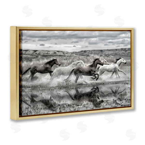 Stupell Industries PHBurchett | Horses Splashing In Riverbank