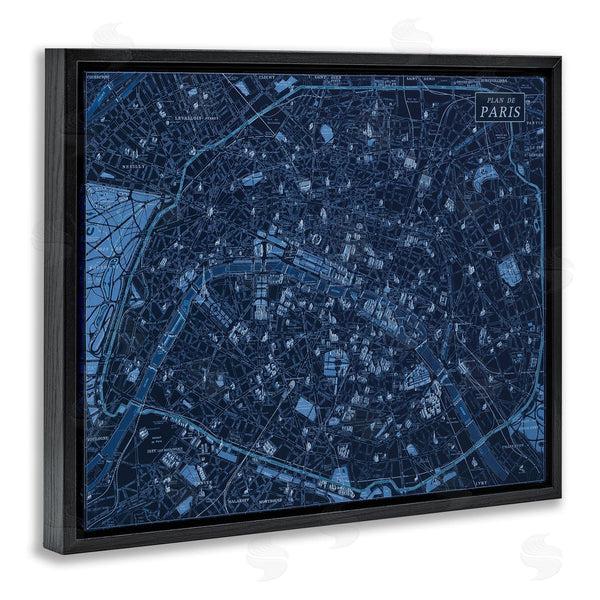 Stupell Industries Phillipa Katz | Blue Detailed Paris Map