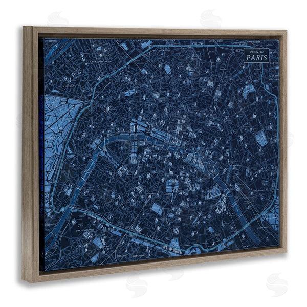 Stupell Industries Phillipa Katz | Blue Detailed Paris Map