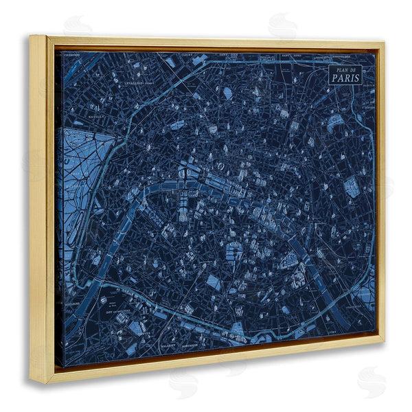 Stupell Industries Phillipa Katz | Blue Detailed Paris Map