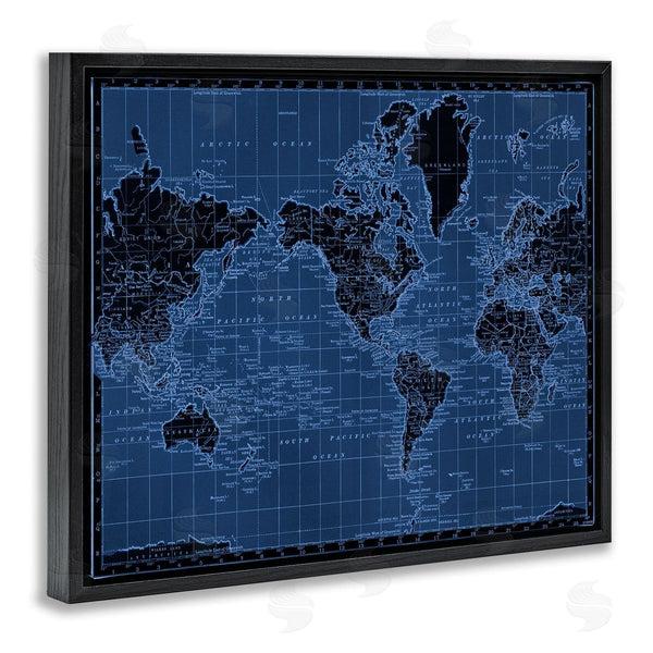Stupell Industries Phillipa Katz | Blue Toned World Map