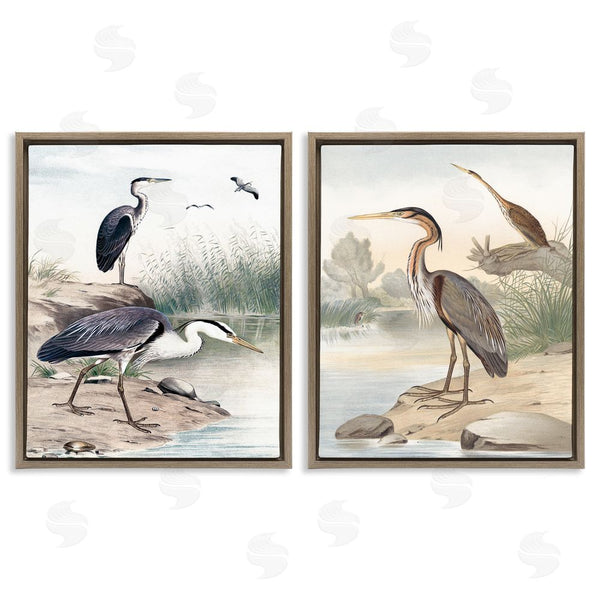 Stupell Industries Piddix | Elegant Heron Birds Foraging River Edge Wall Art