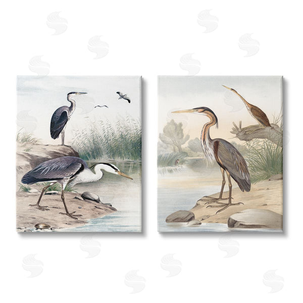 stupell industries Piddix | Elegant Heron Birds Foraging River Edge Wall Art