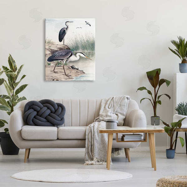 Stupell Industries Piddix | Heron Birds On Lake Shore Pampas Grass Nature Wall Art