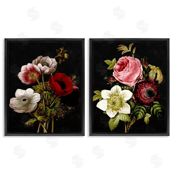 Stupell Industries Piddix | Vintage Blooms On Black Wall Art