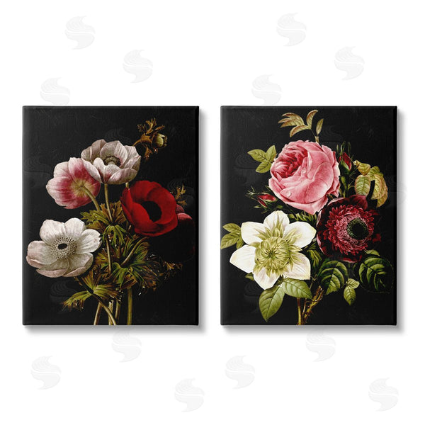 stupell industries Piddix | Vintage Blooms on Black Wall Art