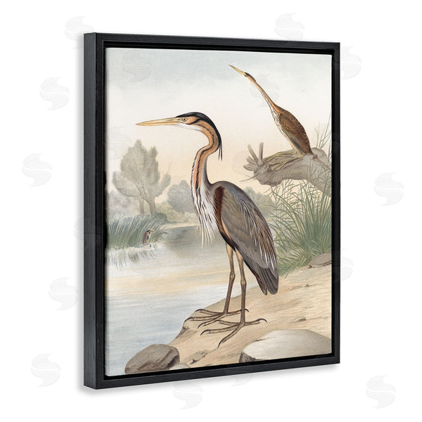 Stupell Industries Piddix | Wild Heron Birds Perched Scenic Grassy Creek Wall Art