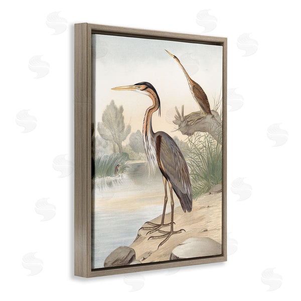 Stupell Industries Piddix | Wild Heron Birds Perched Scenic Grassy Creek Wall Art