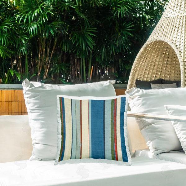 Stupell Industries Pippin Schupbach | Asymmetrical Blue Stripes Printed Throw Pillow