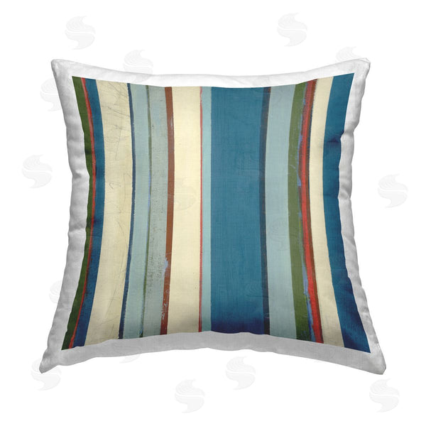 stupell industries Pippin Schupbach | Asymmetrical Blue Stripes Printed Throw Pillow