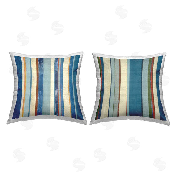 Stupell Industries Pippin Schupbach | Blue Irregular Stripes Printed Throw Pillow Set