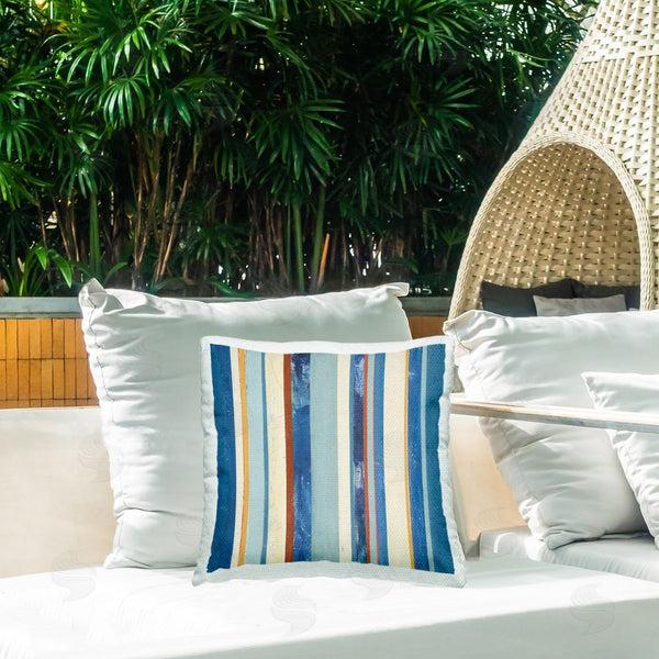 Stupell Industries Pippin Schupbach | Distressed Blue Stripes Printed Throw Pillow