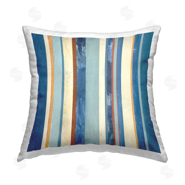 stupell industries Pippin Schupbach | Distressed Blue Stripes Printed Throw Pillow