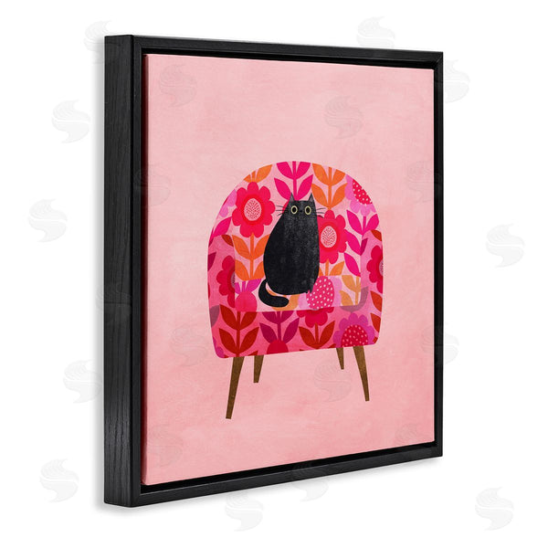 Stupell Industries Planet Cat By Angie Rozelaar | Cat On Retro Floral Chair Wall Art