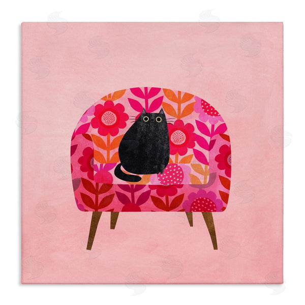 stupell industries Planet Cat by Angie Rozelaar | Cat on Retro Floral Chair Wall Art