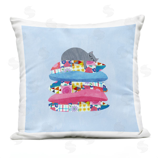 Stupell Industries Planet Cat By Angie Rozelaar | Cozy Sleeping Cat On Pillows Printed Throw Pillow