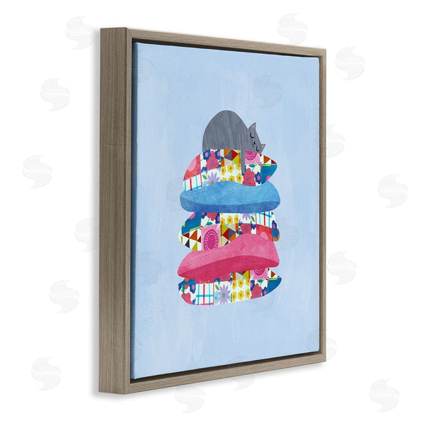 Stupell Industries Planet Cat By Angie Rozelaar | Cozy Sleeping Cat On Pillows