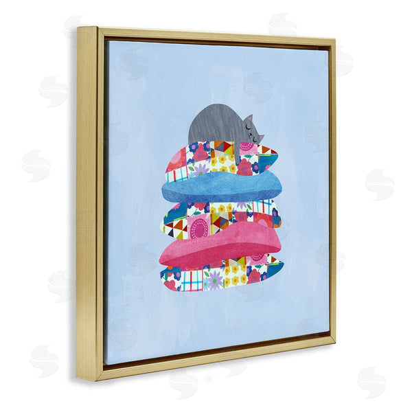 Stupell Industries Planet Cat By Angie Rozelaar | Cozy Sleeping Cat On Pillows