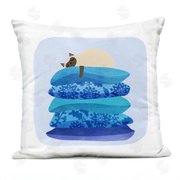 Stupell Industries Planet Cat By Angie Rozelaar | Cozy Sleeping Siamese Cat Printed Throw Pillow