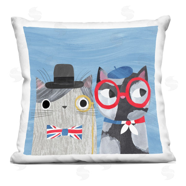 stupell industries Planet Cat by Angie Rozelaar | English & French Cats Printed Throw Pillow