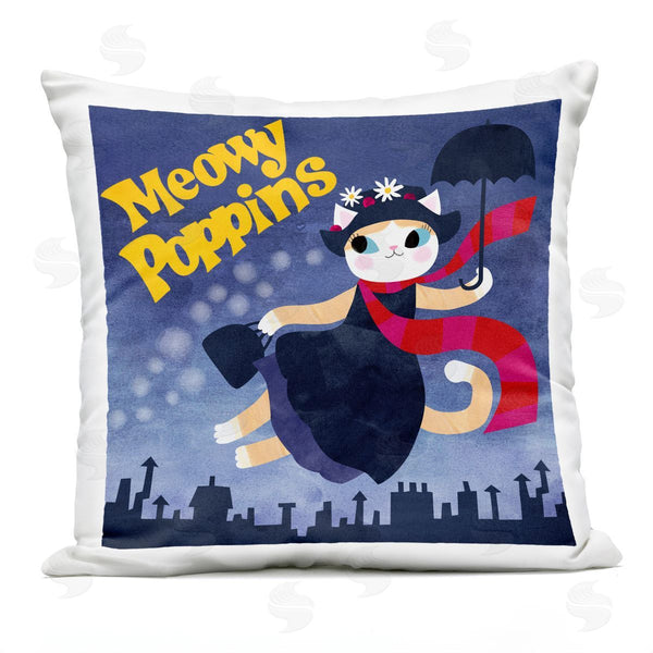 Stupell Industries Planet Cat By Angie Rozelaar | Meowy Poppins Cat Parody Printed Throw Pillow