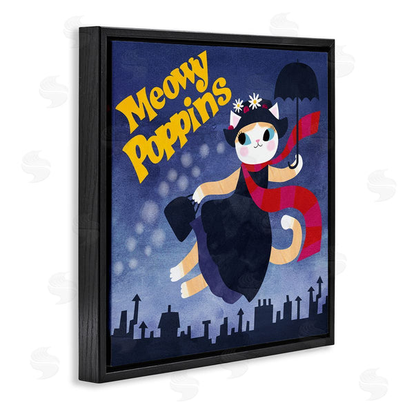 Stupell Industries Planet Cat By Angie Rozelaar | Meowy Poppins Cat Parody