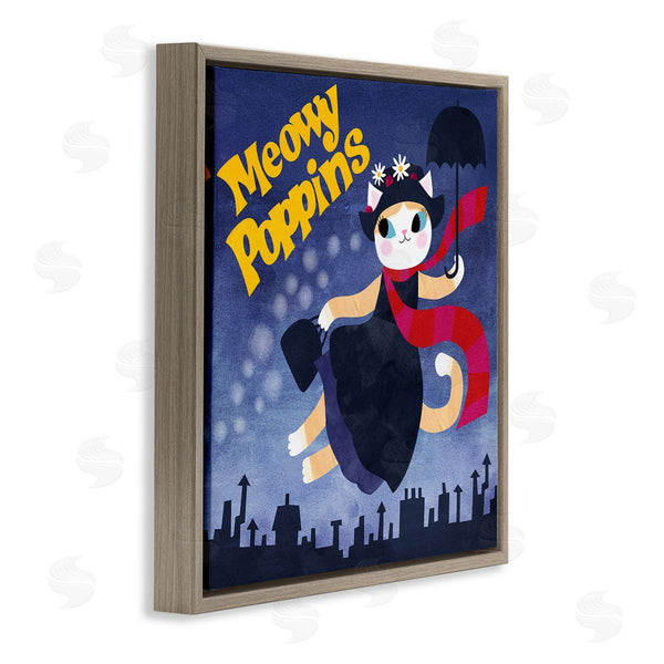 Stupell Industries Planet Cat By Angie Rozelaar | Meowy Poppins Cat Parody