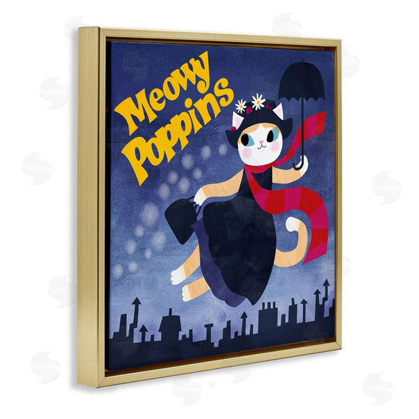 Stupell Industries Planet Cat By Angie Rozelaar | Meowy Poppins Cat Parody