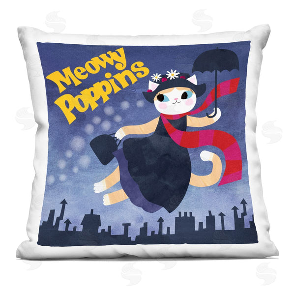 stupell industries Planet Cat by Angie Rozelaar | Meowy Poppins Cat Parody Printed Throw Pillow