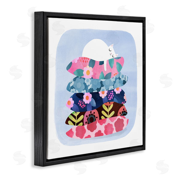 Stupell Industries Planet Cat By Angie Rozelaar | Sleepy Cat On Patterned Pillows