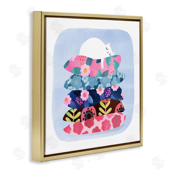 Stupell Industries Planet Cat By Angie Rozelaar | Sleepy Cat On Patterned Pillows