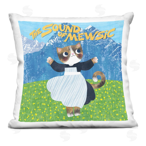 stupell industries Planet Cat by Angie Rozelaar | Sound Of Mewsic Cat Parody Printed Throw Pillow