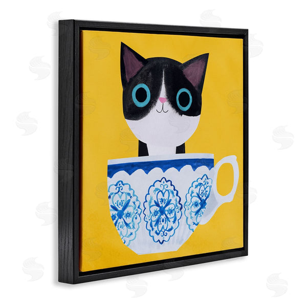 Stupell Industries Planet Cat By Angie Rozelaar | Teacup Kitten On Yellow
