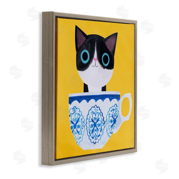 Stupell Industries Planet Cat By Angie Rozelaar | Teacup Kitten On Yellow