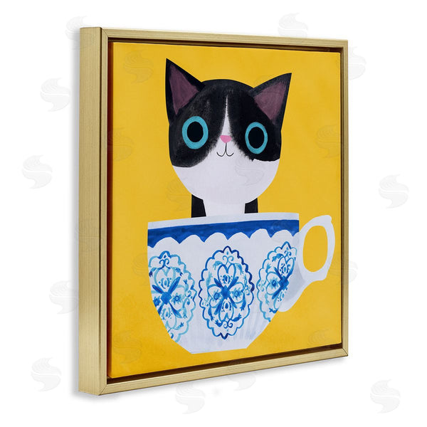 Stupell Industries Planet Cat By Angie Rozelaar | Teacup Kitten On Yellow