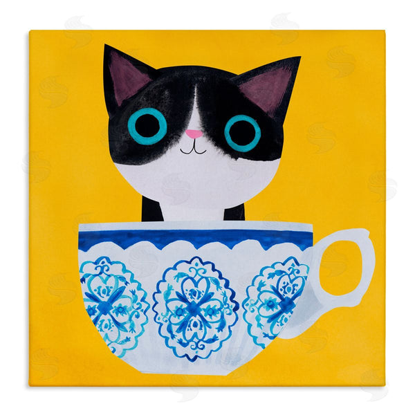 stupell industries Planet Cat by Angie Rozelaar | Teacup Kitten on Yellow