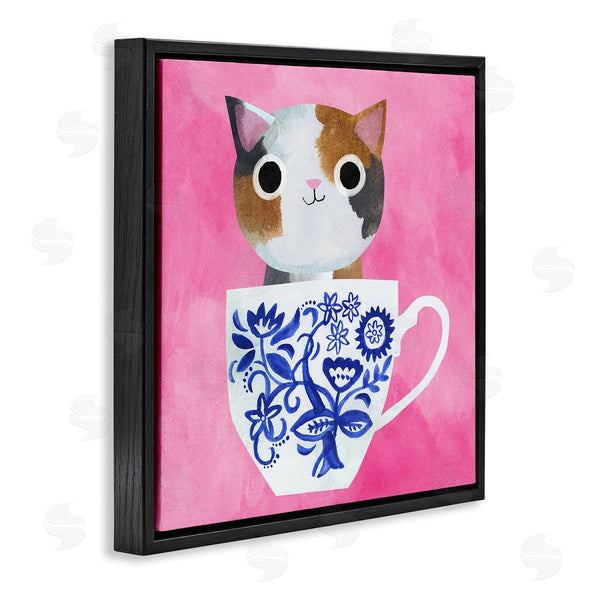 Stupell Industries Planet Cat By Angie Rozelaar | Whimsical Teacup Kitten