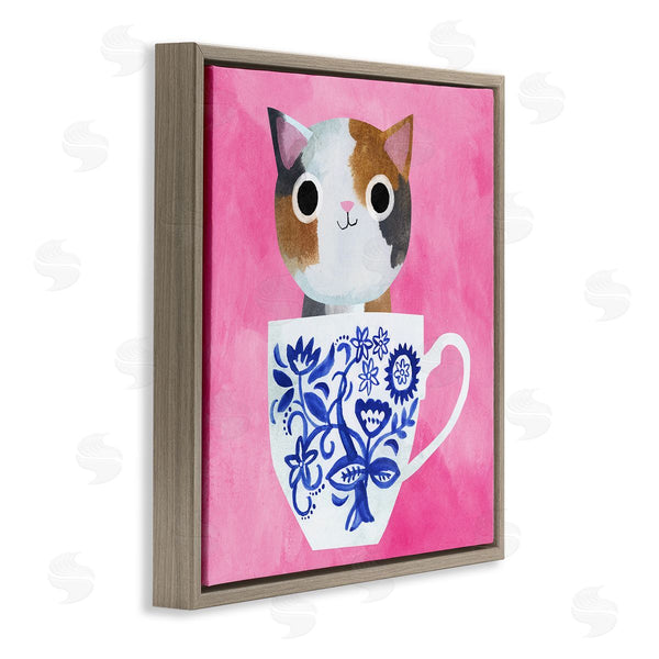 Stupell Industries Planet Cat By Angie Rozelaar | Whimsical Teacup Kitten
