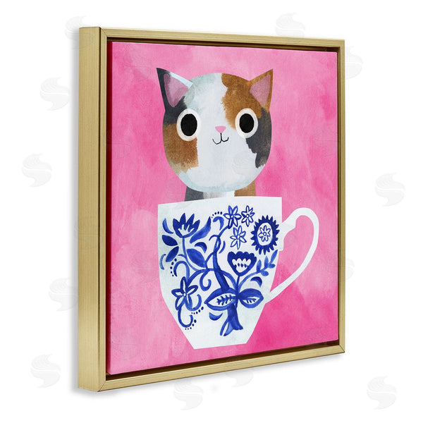 Stupell Industries Planet Cat By Angie Rozelaar | Whimsical Teacup Kitten