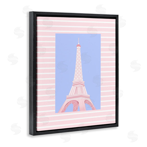 Stupell Industries Pooja Dave | Eiffel Tower Over Pink Stripes