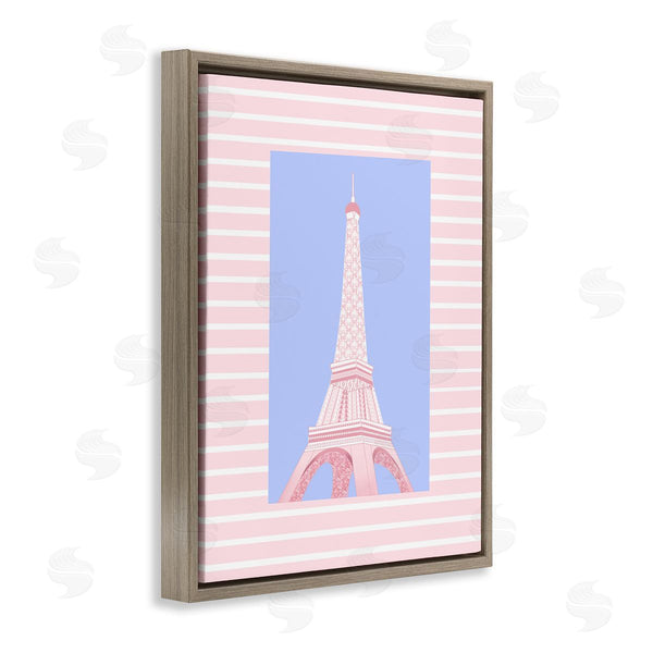 Stupell Industries Pooja Dave | Eiffel Tower Over Pink Stripes