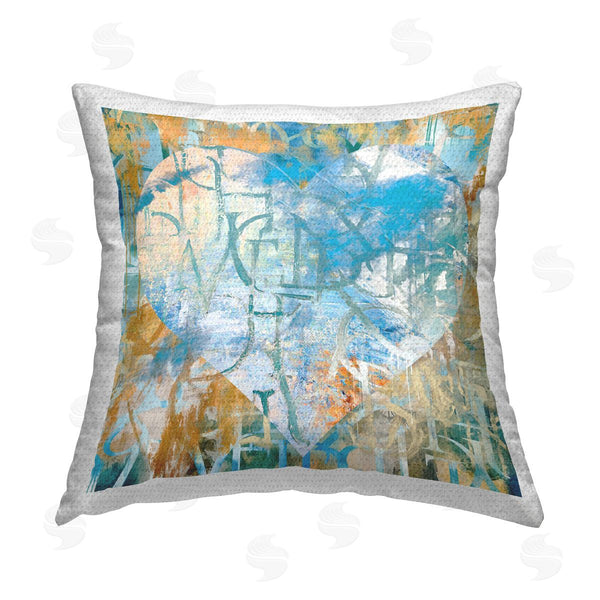 Stupell Industries Porter Hastings | Blue Typography Heart Printed Throw Pillow