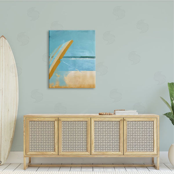 Stupell Industries Porter Hastings | Sunny Beach Umbrella Sea Horizon Minimalist Painting Wall Art
