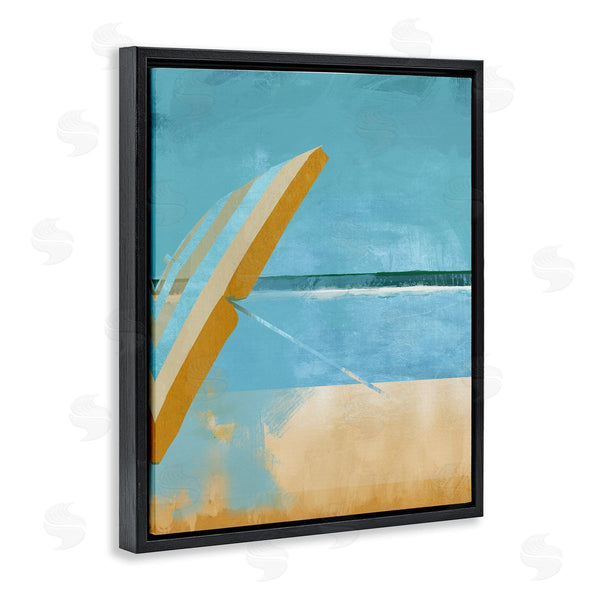 Stupell Industries Porter Hastings | Sunny Beach Umbrella Sea Horizon Minimalist Painting Wall Art