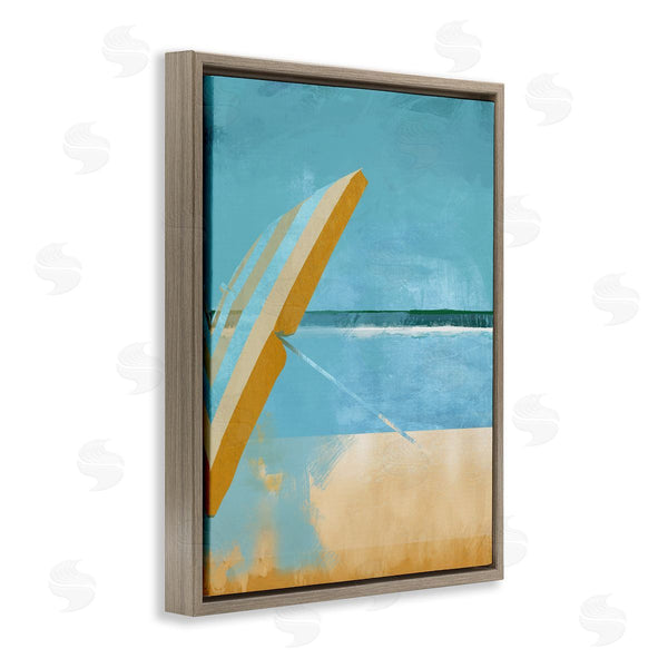 Stupell Industries Porter Hastings | Sunny Beach Umbrella Sea Horizon Minimalist Painting Wall Art