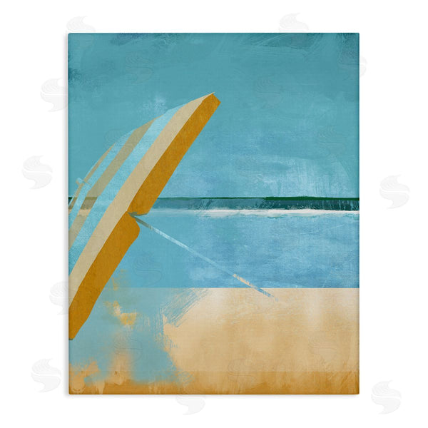 stupell industries Porter Hastings | Sunny Beach Umbrella Sea Horizon Minimalist Painting Wall Art