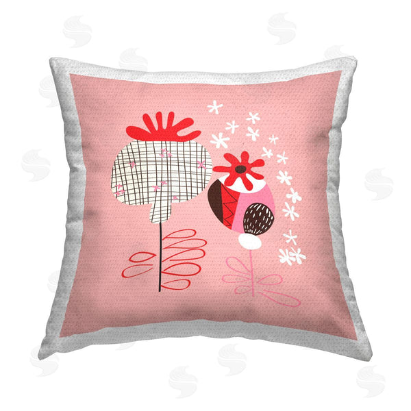 Stupell Industries Pragya Kothari | Abstract Pink Plants Printed Throw Pillow