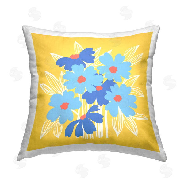 stupell industries Pragya Kothari | Blue Summer Blooms Printed Throw Pillow
