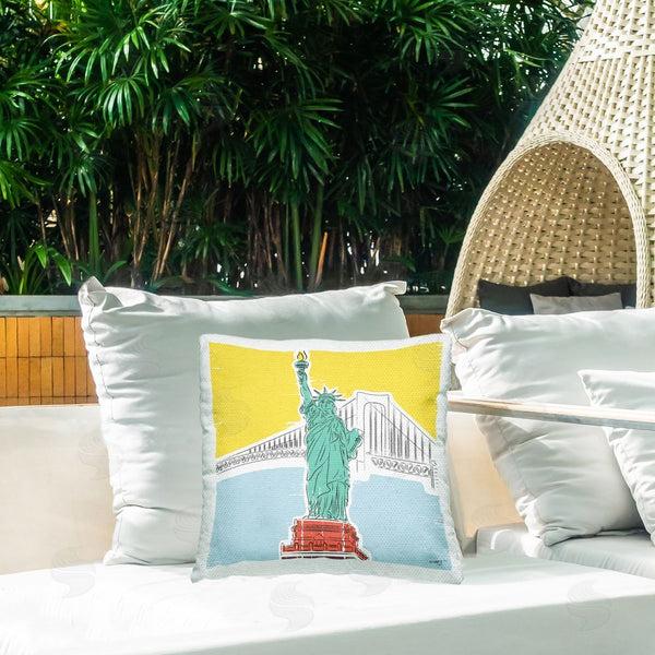 Stupell Industries Pragya Kothari | Liberty Statue & Bridge Printed Throw Pillow